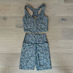 Floral patterned Biker Short and Sports Bra Set